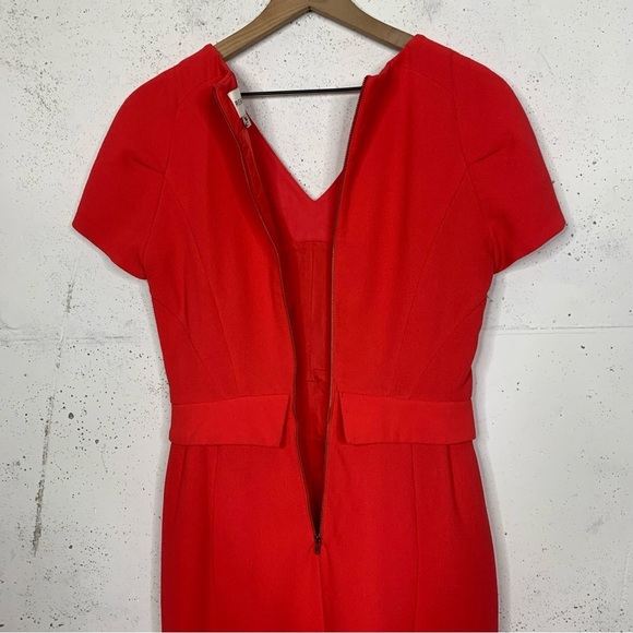 Reiss Candy Apple Red Marcia V Neck Dress Size 6 - Picture 8 of 11